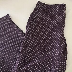 Theory Burgundy and Gray Silk Patterned Pants